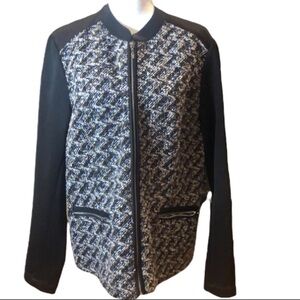 Roz & Ali Black / Brown/ Metallic Silver Long Sleeve Zip Up Blazer/Jacket Sz XL